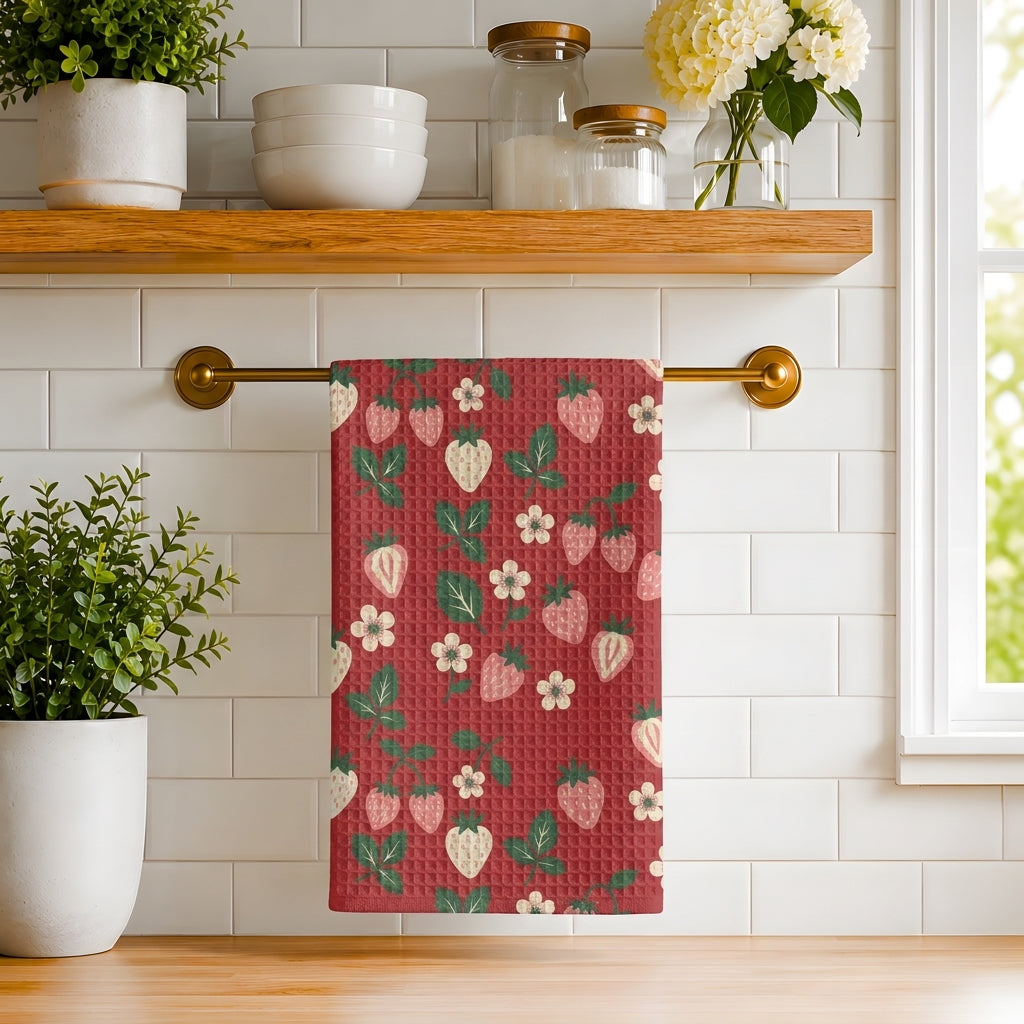Strawberry Patch Tea Towel | Quick-Dry Microfibre Kitchen Towel