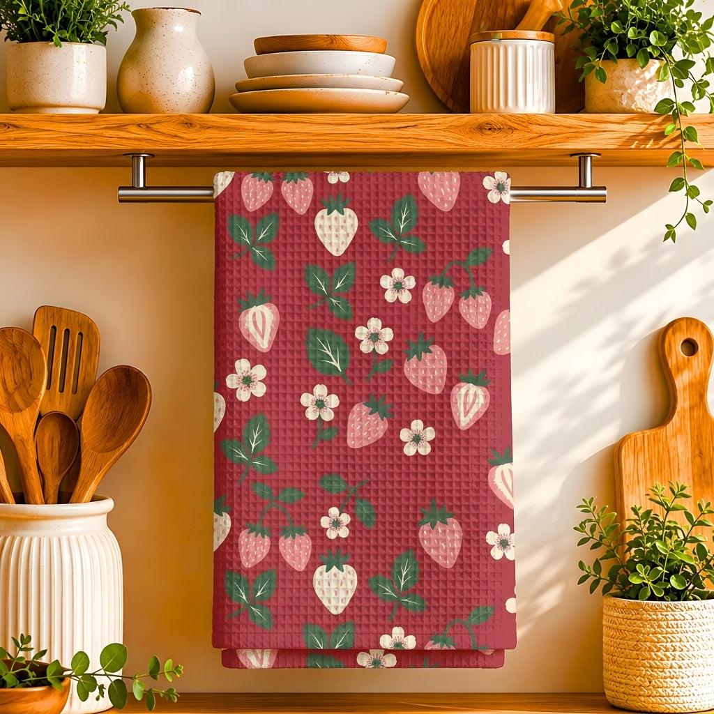 Strawberry Patch Tea Towel | Quick-Dry Microfibre Kitchen Towel