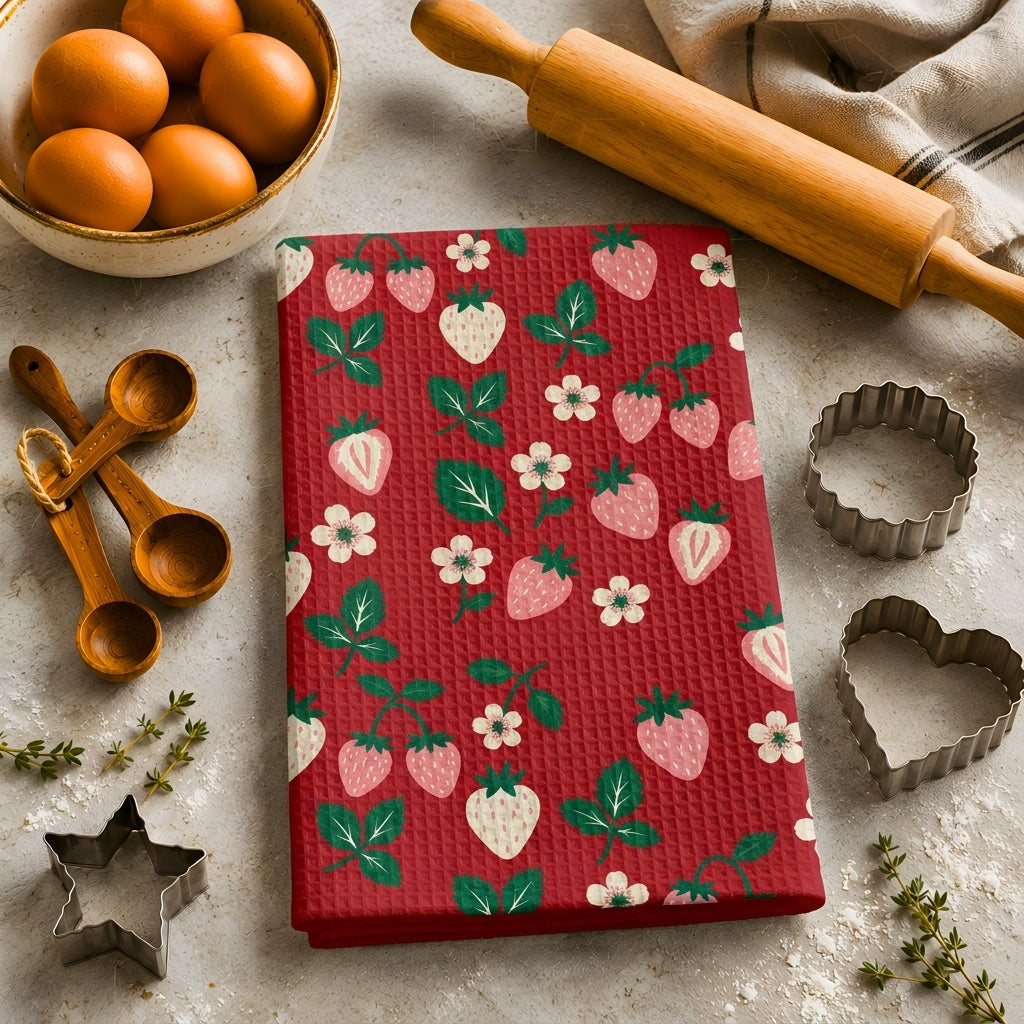 Strawberry Patch Tea Towel | Quick-Dry Microfibre Kitchen Towel