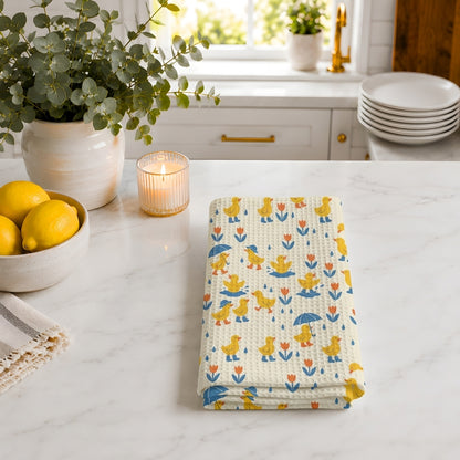 Rainy Day Ducklings Tea Towel | Quick-Dry Microfibre Kitchen Towel