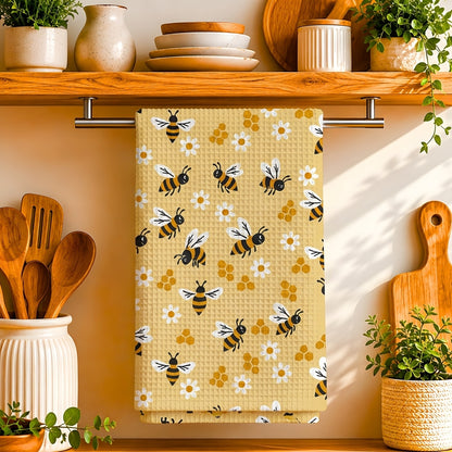 Bumble Bee & Daisy Tea Towel | Quick-Dry Microfibre Kitchen Towel