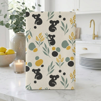 Koala & Wattle Tea Towel | Quick-Dry Microfibre Kitchen Towel