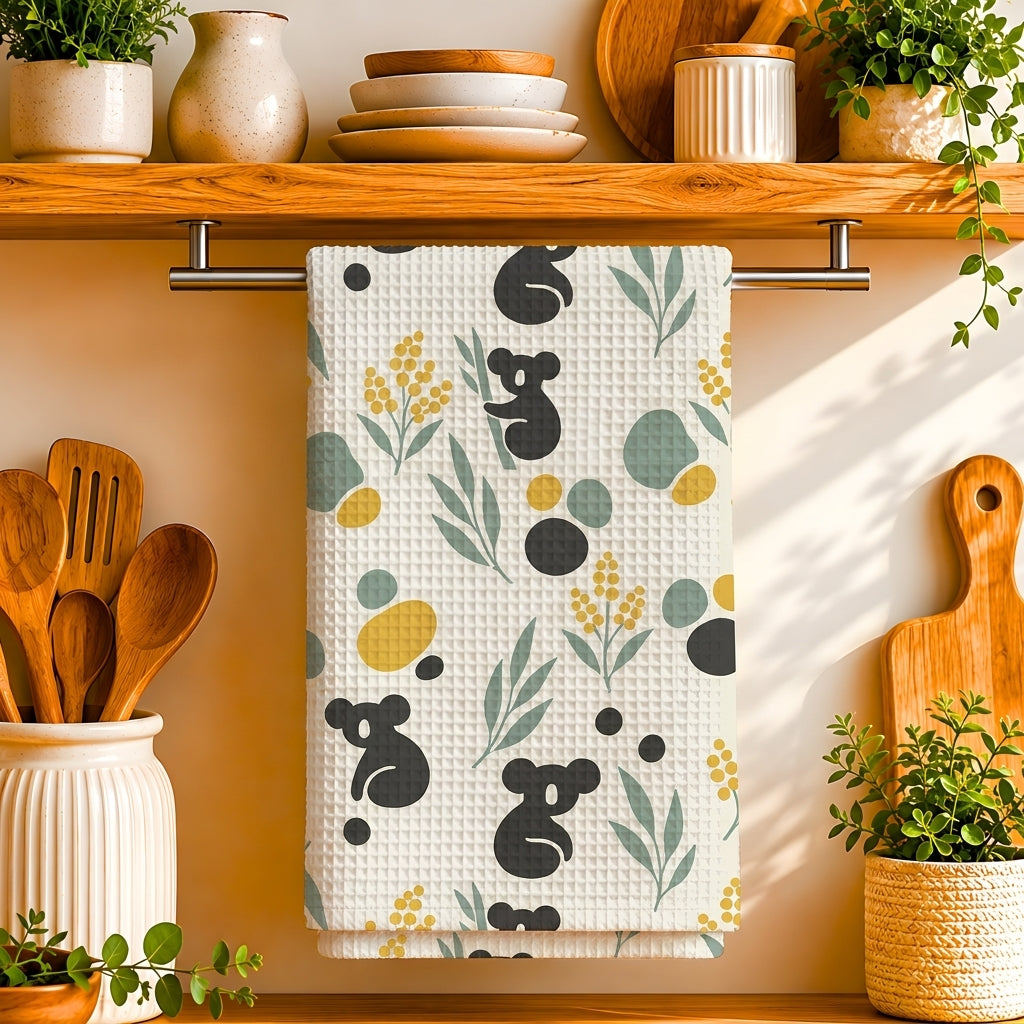 Koala & Wattle Tea Towel | Quick-Dry Microfibre Kitchen Towel