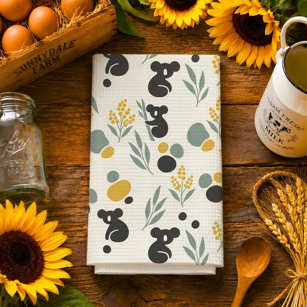 Koala & Wattle Tea Towel | Quick-Dry Microfibre Kitchen Towel
