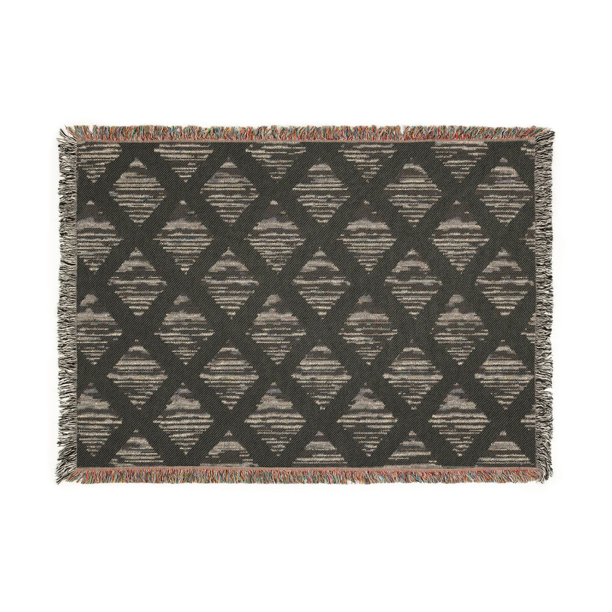 Navy & Ivory Diamond Pattern Woven Blanket