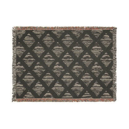 Navy & Ivory Diamond Pattern Woven Blanket