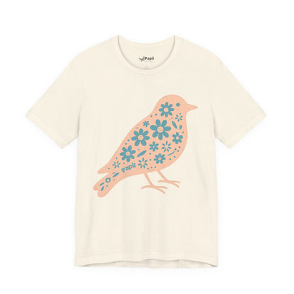 Floral Spring Bird Graphic T-Shirt Natural