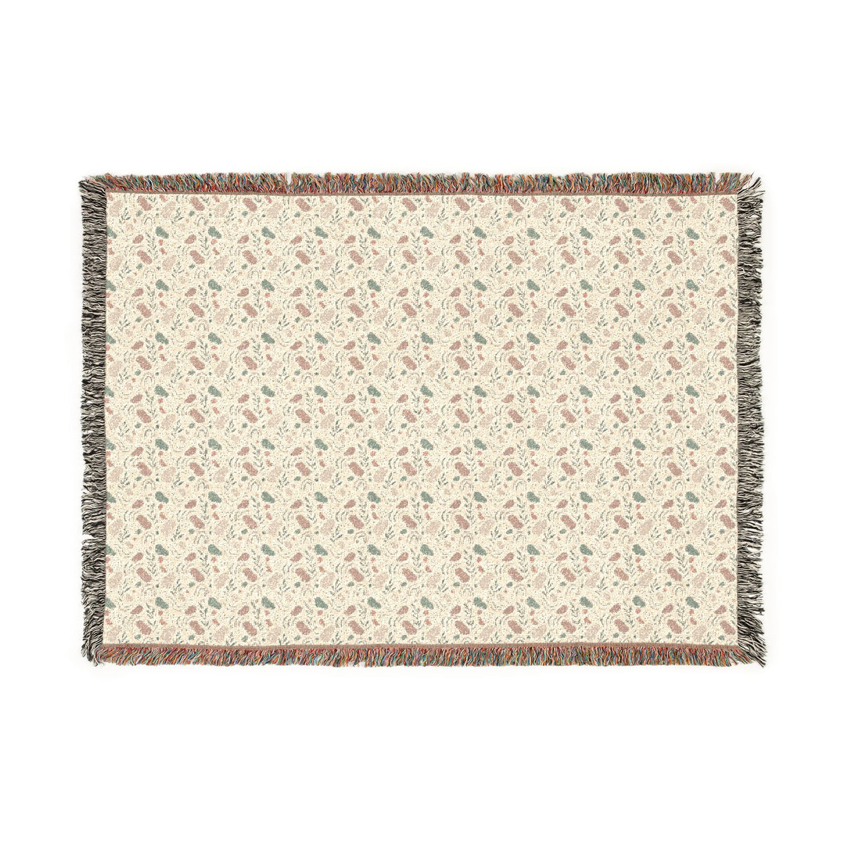 Blush Pink & Sage Green Abstract Woven Blanket