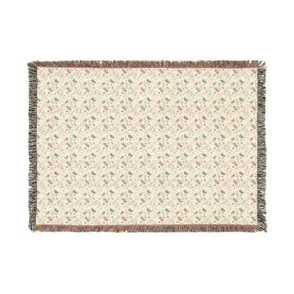 Blush Pink & Sage Green Abstract Woven Blanket
