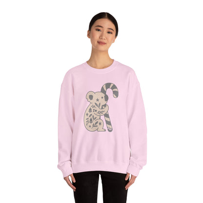 Floral Koala with Candy Cane Christmas Sweater | Botanical Animal Woodland Sweatshirt
