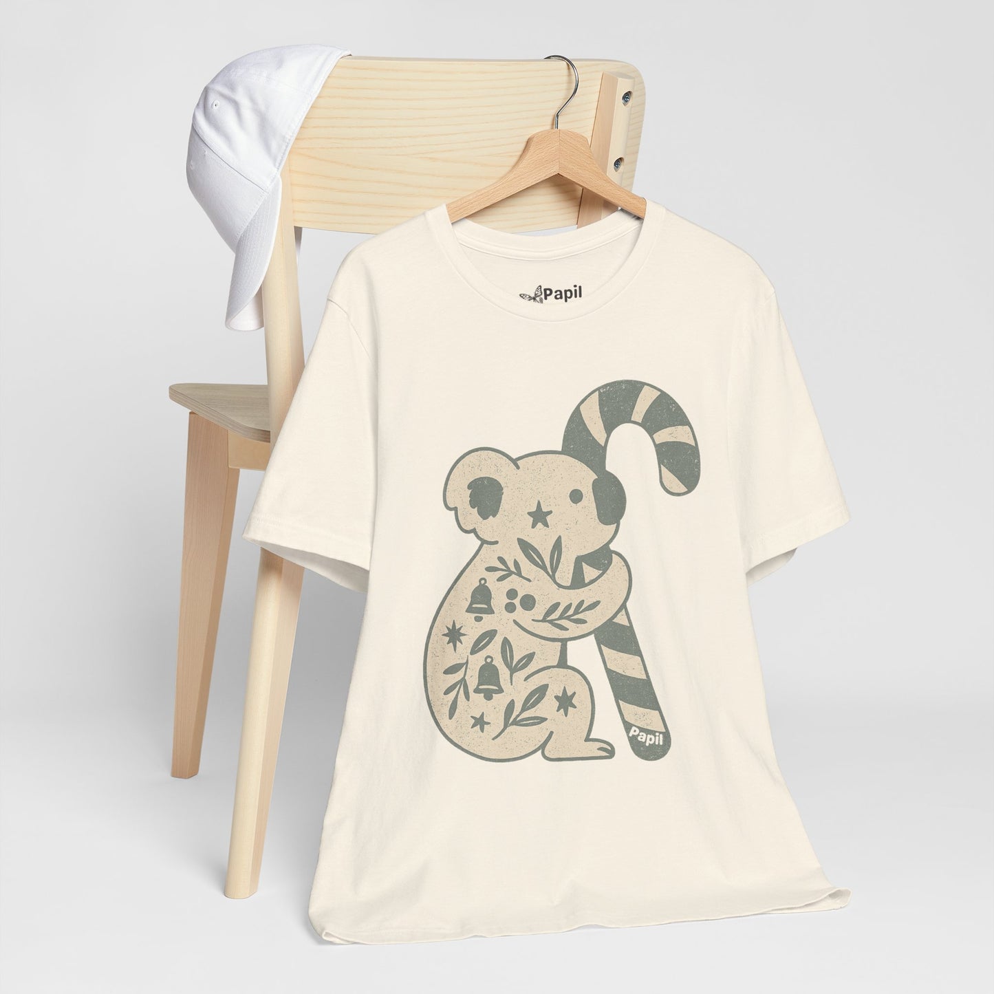 Koala Candy Cane Christmas Unisex T-Shirt — Cute Floral Koala Australian Holiday Tee