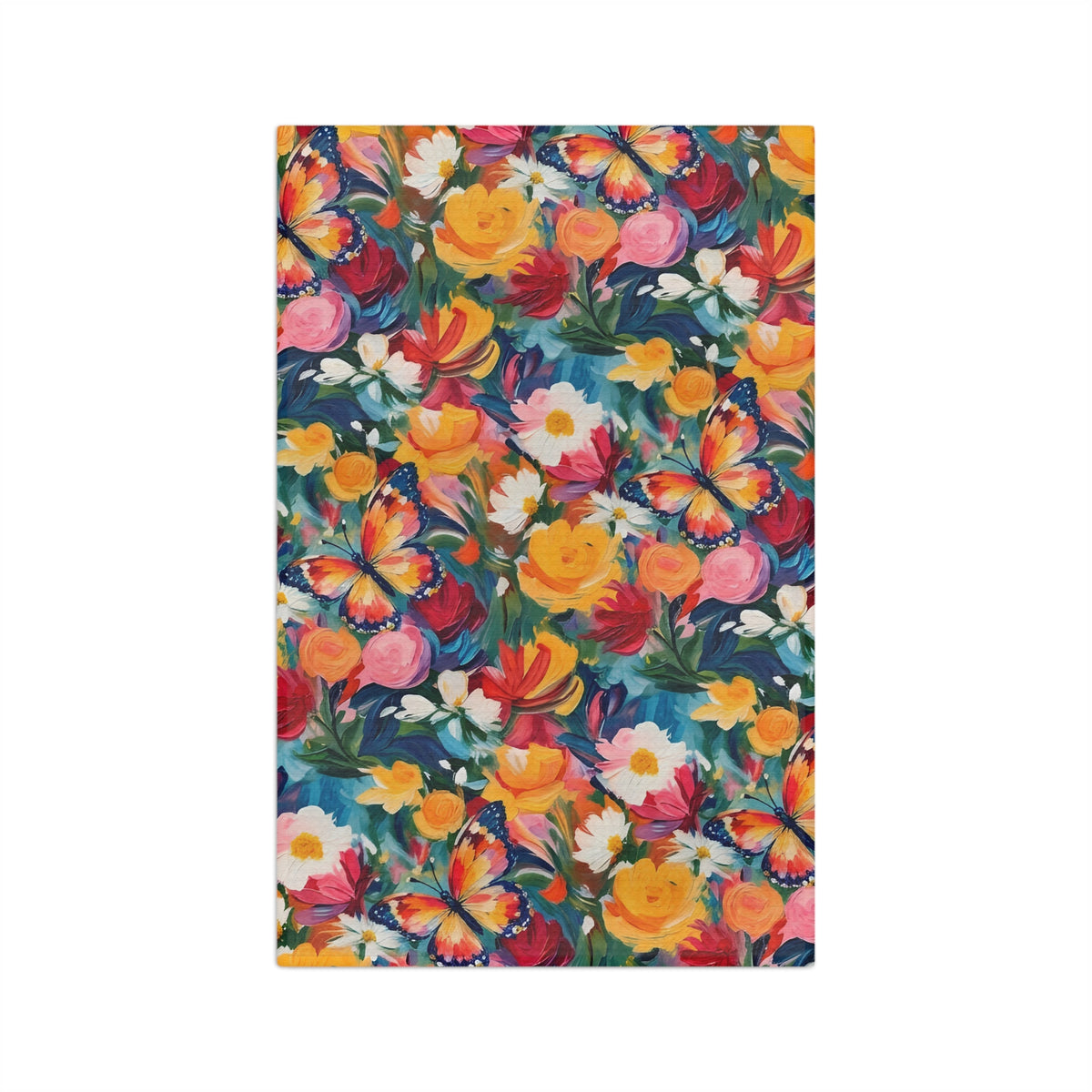 Butterfly Garden Floral Tea Towel | Quick-Dry Microfibre Kitchen Towel 16'' × 25''