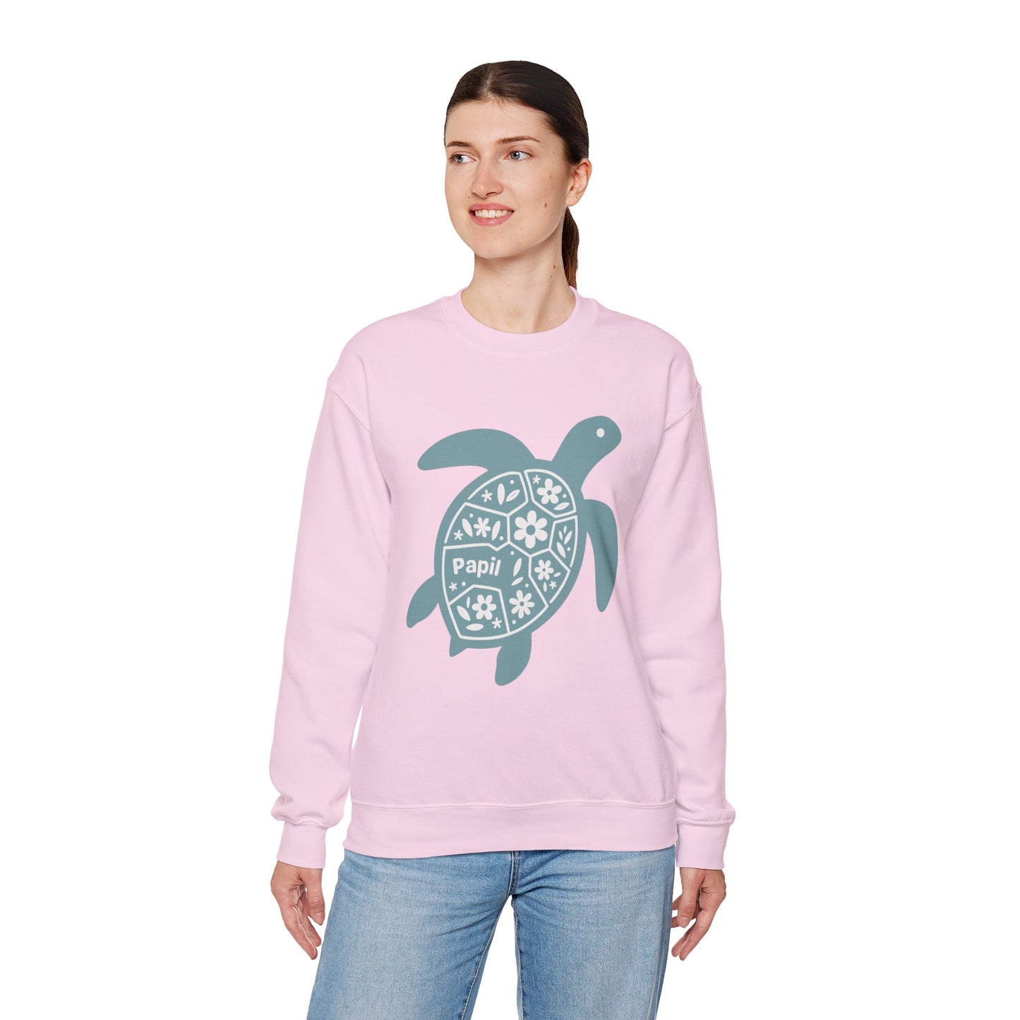 Turtle Graphic Sweatshirt — Floral Sea Turtle Crewneck