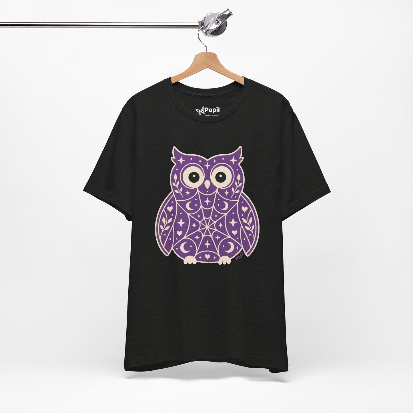 Enchanted Owl Halloween Graphic Tee | Vintage Woodland Owl T-Shirt - Purple