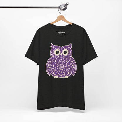 Enchanted Owl Halloween Graphic Tee | Vintage Woodland Owl T-Shirt - Purple