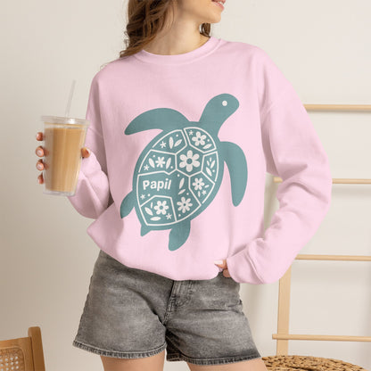 Turtle Graphic Sweatshirt — Floral Sea Turtle Crewneck