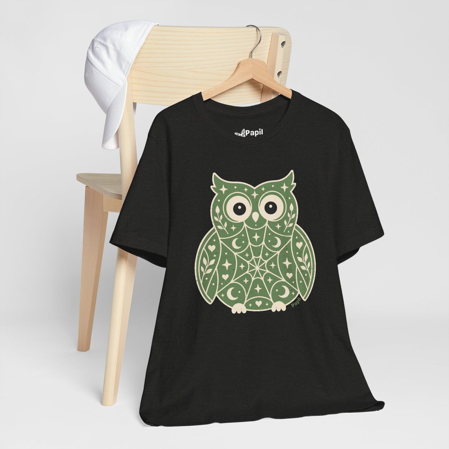 Enchanted Owl Halloween Graphic Tee | Vintage Woodland Owl T-Shirt - Green