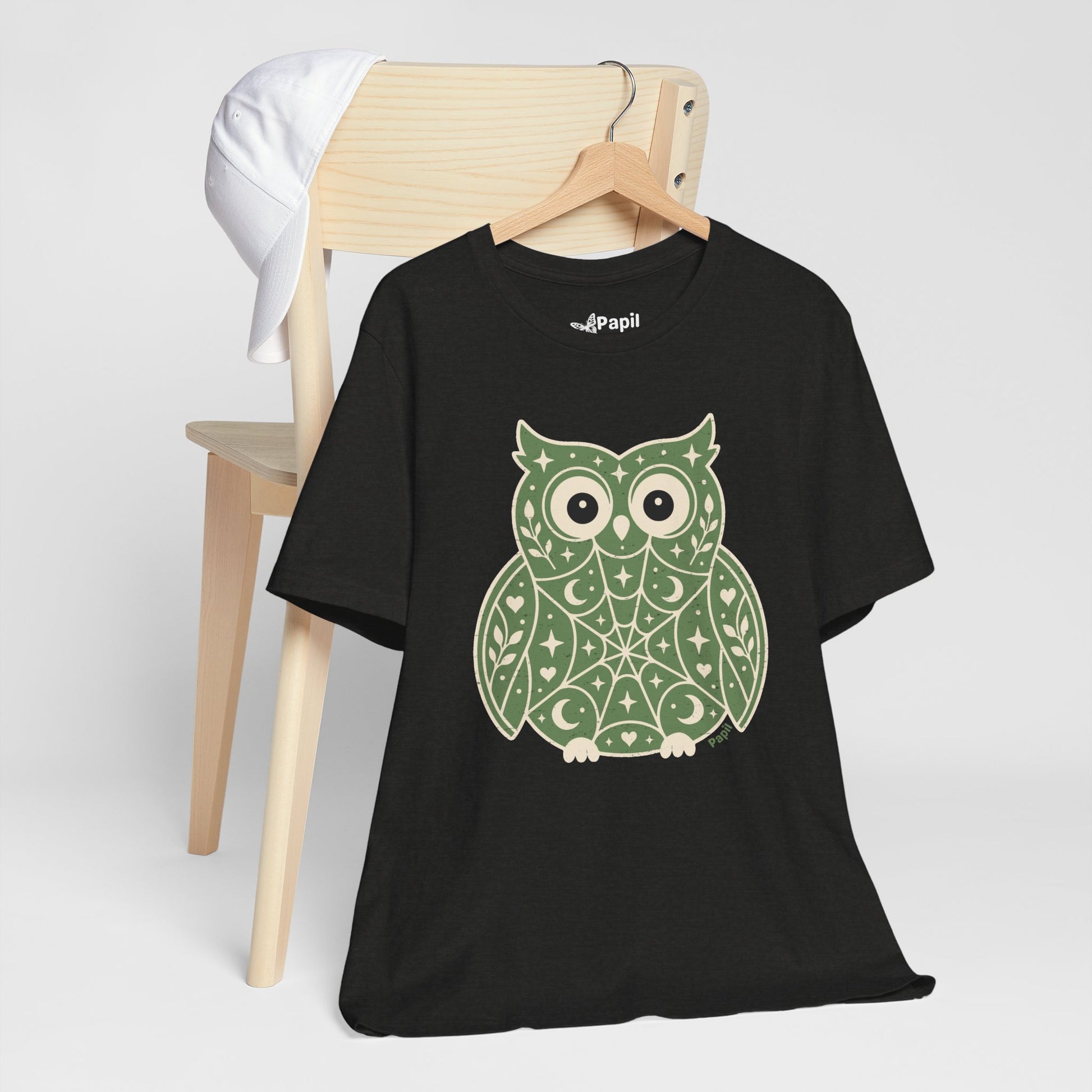 Enchanted Owl Halloween Graphic Tee | Vintage Woodland Owl T-Shirt - Green