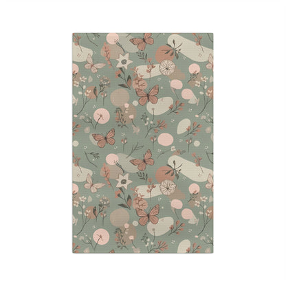Sage Butterfly & Dandelion Tea Towel | Quick-Dry Microfibre Kitchen Towel 16'' × 25''