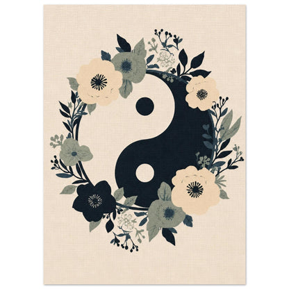 Floral Yin Yang Harmony Fine Art Poster - Balance & Serenity Wall Decor 13x18 cm 5x7″