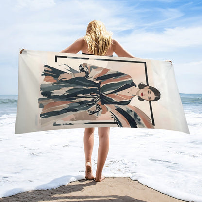 Modern Muse – Premium Beach Towel | Fashion Illustration Art | 160×80 cm