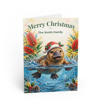Personalised Platypus Christmas Folded Greeting Card | Australian Animals 6.9" x 4.9" 1 pc
