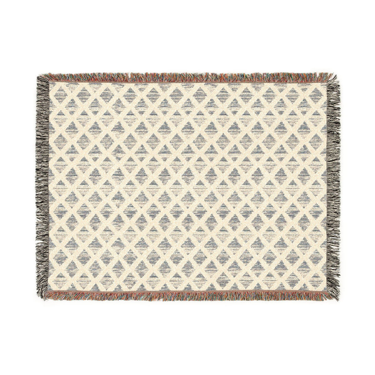 Navy & Ivory Diamond Pattern Woven Blanket