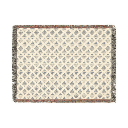 Navy & Ivory Diamond Pattern Woven Blanket