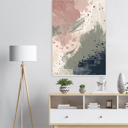 Abstract Serenity Splash Fine Art Poster - Modern Blush & Grey Wall Art for Contemporary Spaces