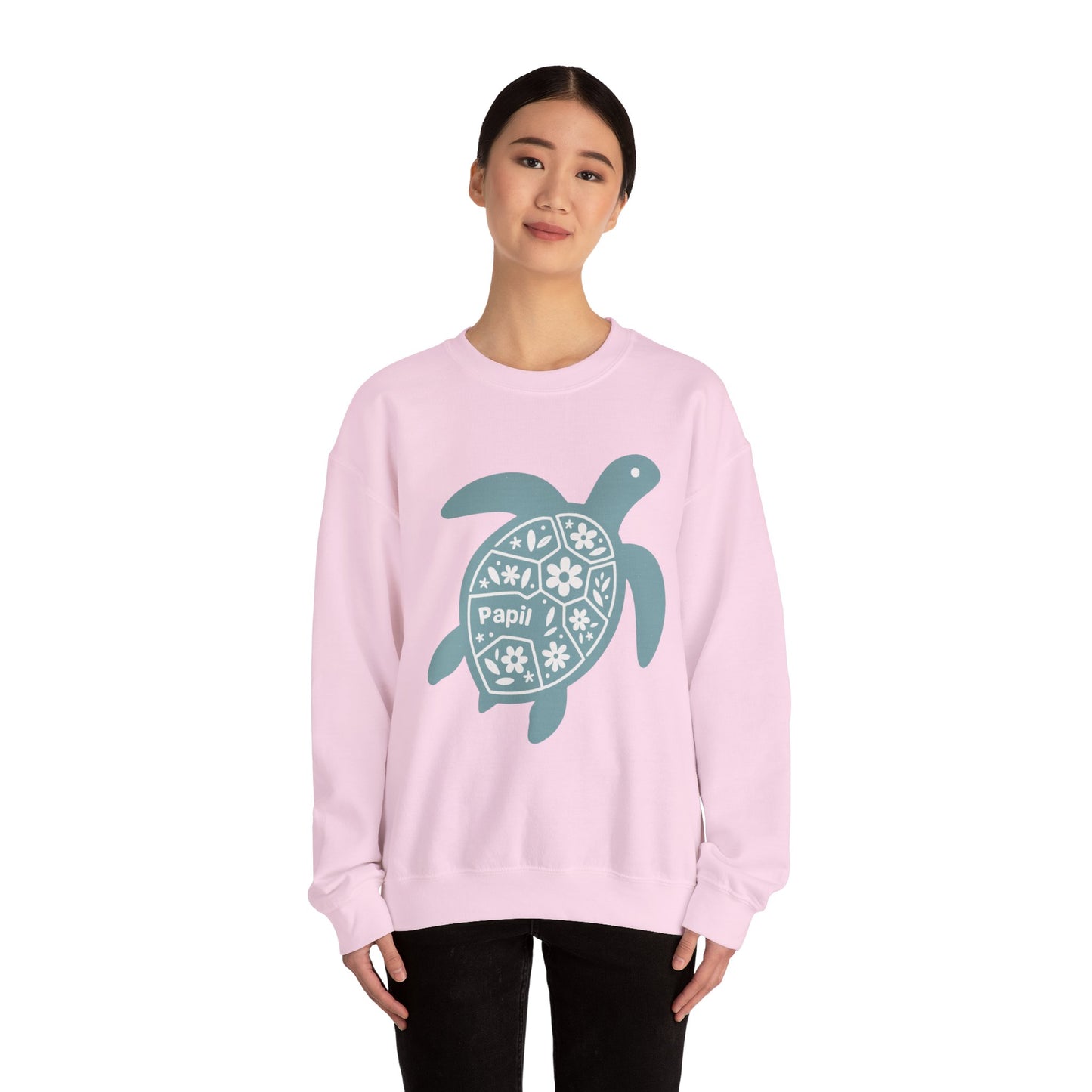 Turtle Graphic Sweatshirt — Floral Sea Turtle Crewneck