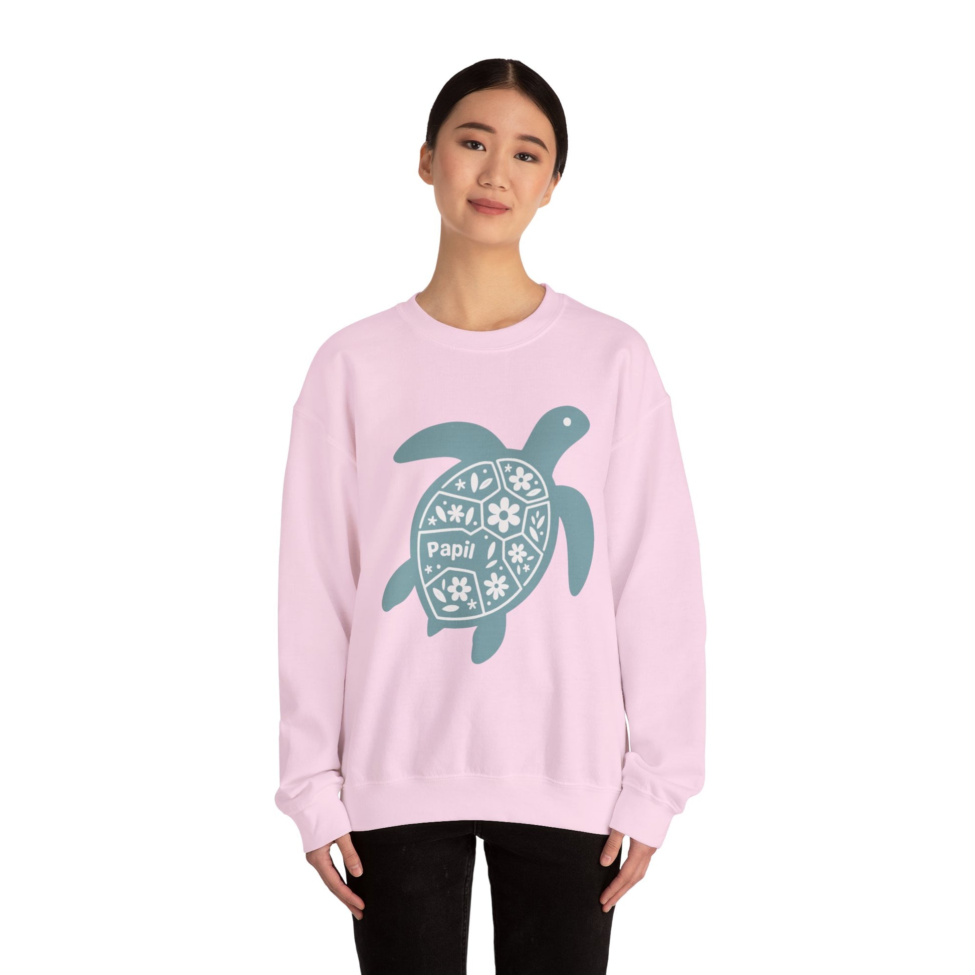 Turtle Graphic Sweatshirt — Floral Sea Turtle Crewneck
