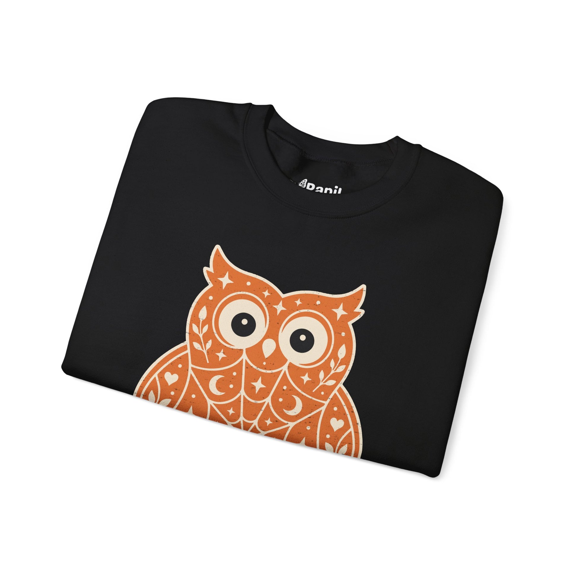 Decorative Folk Owl Crewneck Sweatshirt | Vintage Graphic Pullover