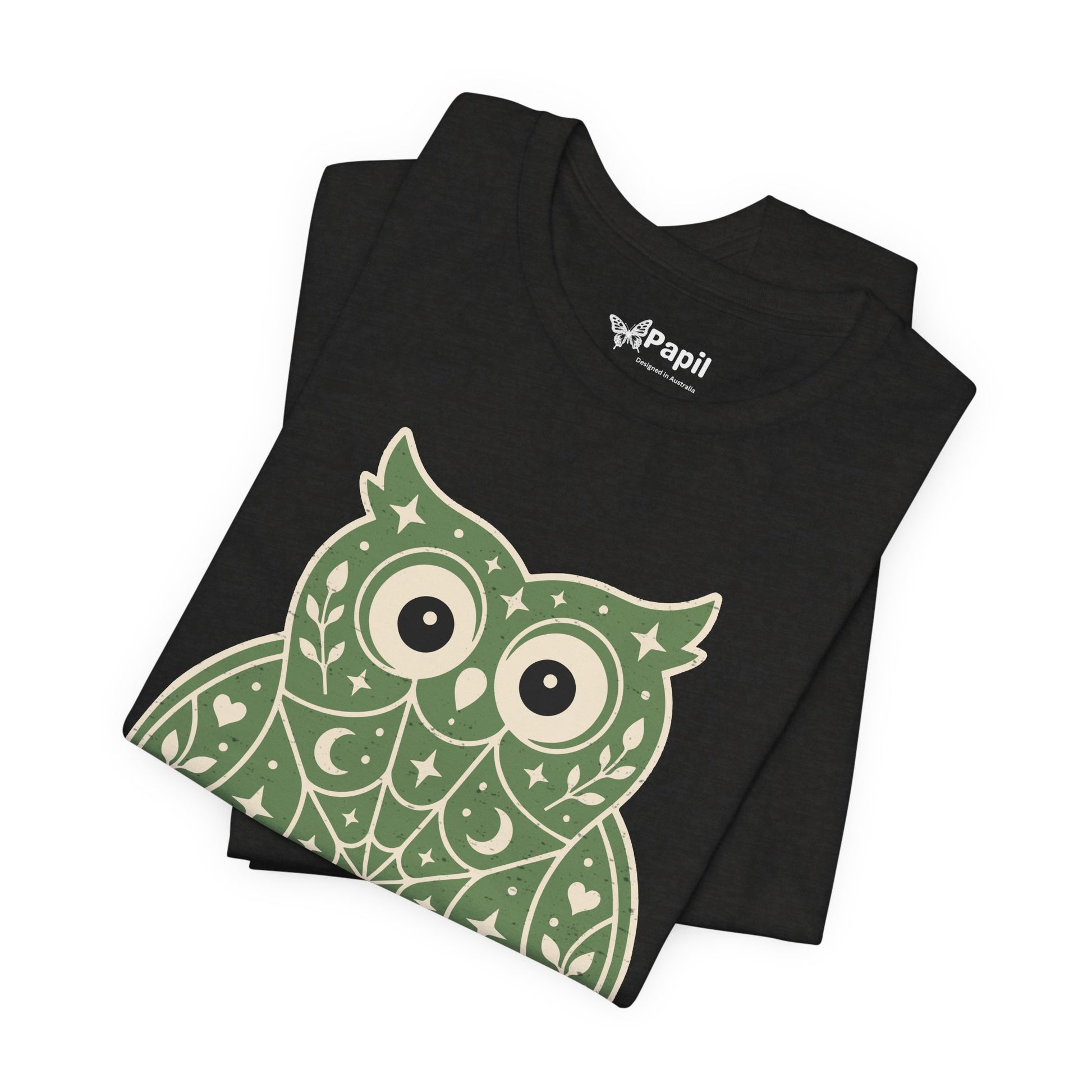 Enchanted Owl Halloween Graphic Tee | Vintage Woodland Owl T-Shirt - Green