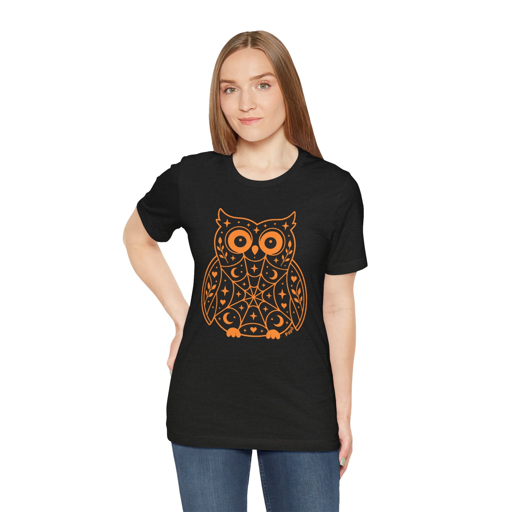 Enchanted Owl Halloween Graphic Tee | Vintage Woodland Owl T-Shirt - Black