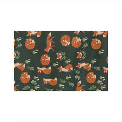 Woodland Fox & Mushroom Tea Towel | Quick-Dry Microfibre Kitchen Towel