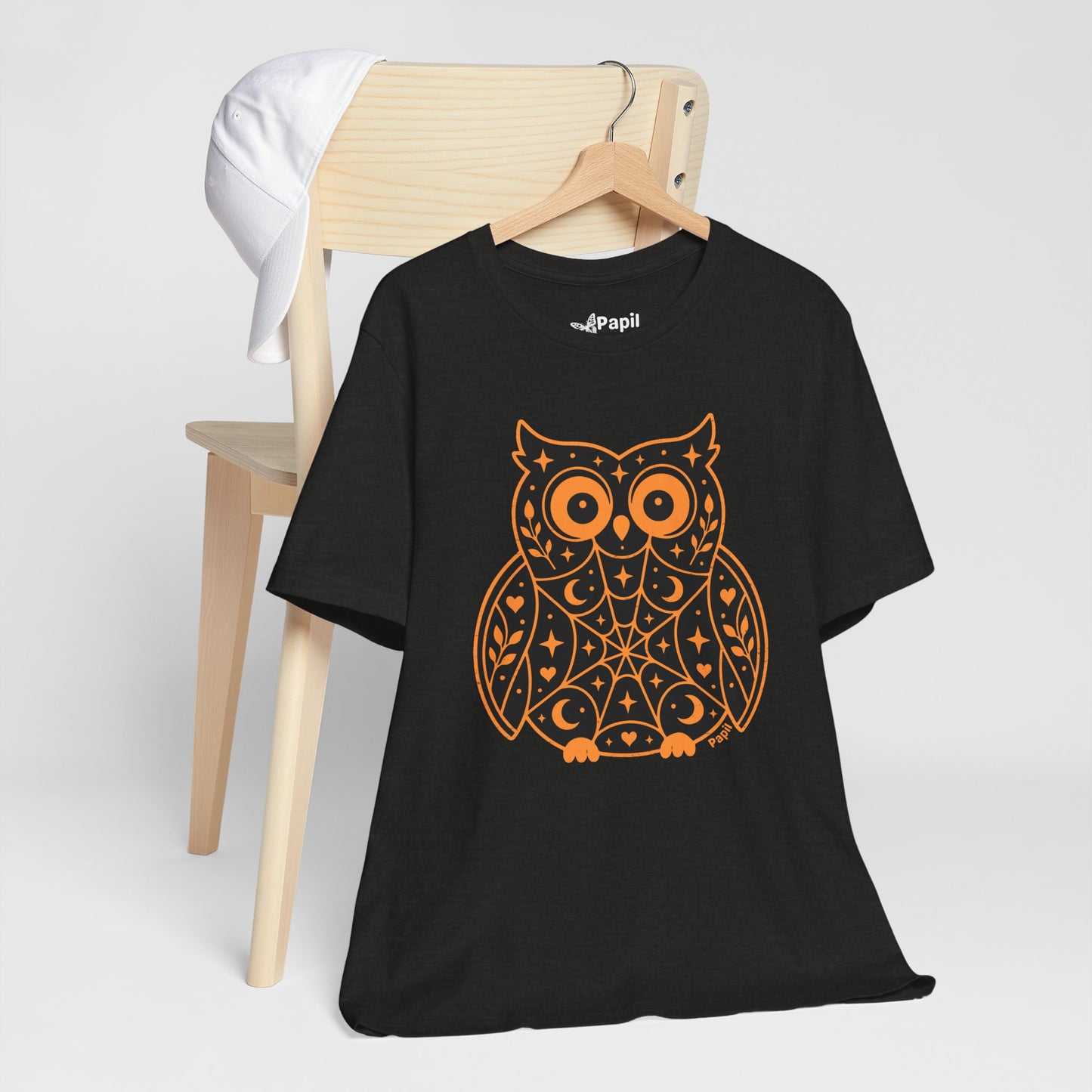 Enchanted Owl Halloween Graphic Tee | Vintage Woodland Owl T-Shirt - Black