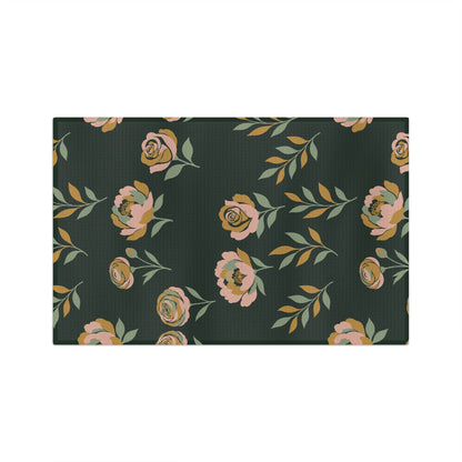 Moody Peony & Rose Floral Tea Towel | Quick-Dry Microfibre Kitchen Towel