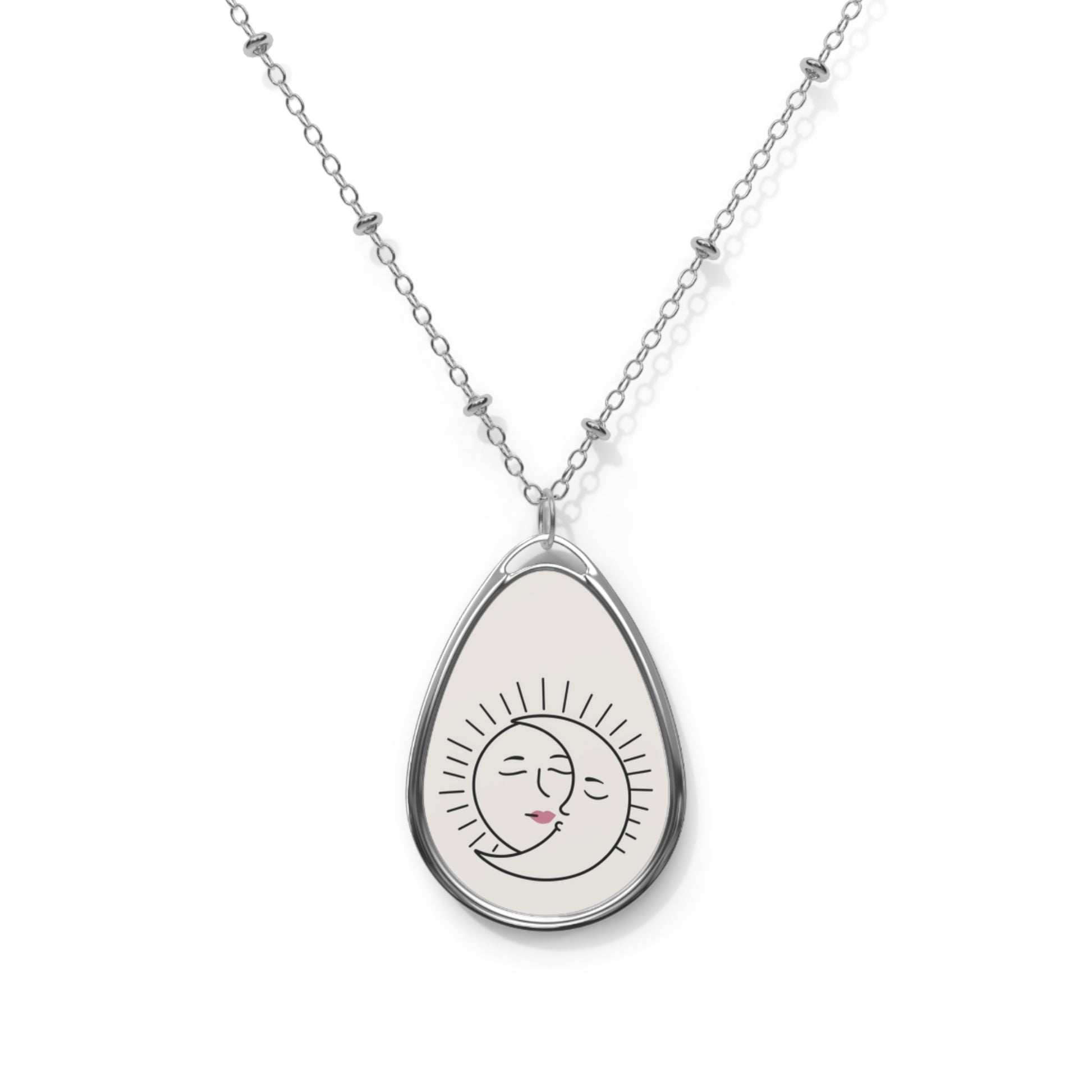 Necklace, Sun Moon Pendant, Celestial Jewelry, Boho Style Accessory, Minimalist Necklace, Cosmic Necklace One Size Silver