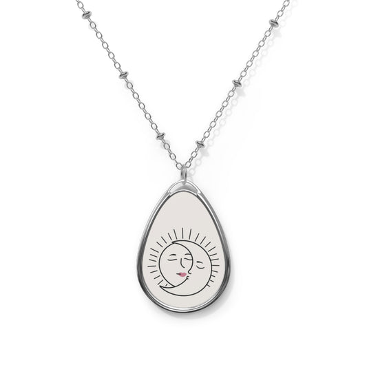 Necklace, Sun Moon Pendant, Celestial Jewelry, Boho Style Accessory, Minimalist Necklace, Cosmic Necklace One Size Silver