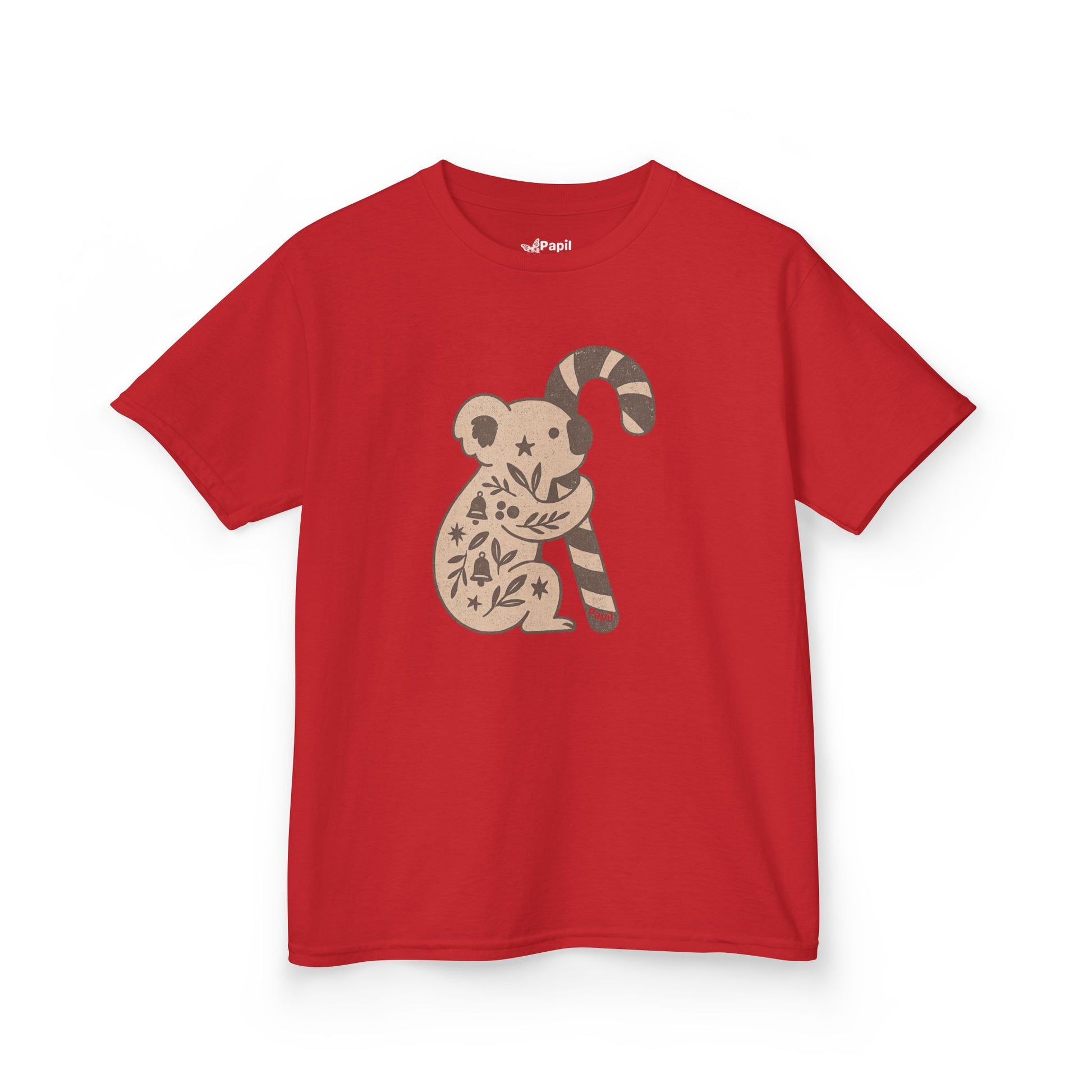 Floral Koala with Candy Cane Christmas Tee | Kids T-Shirt