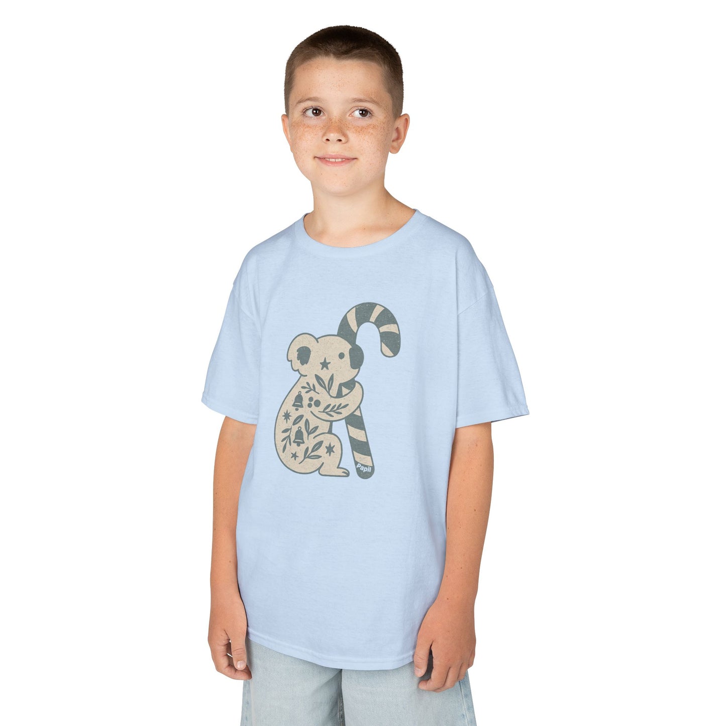 Floral Koala with Candy Cane Christmas Tee | Kids T-Shirt