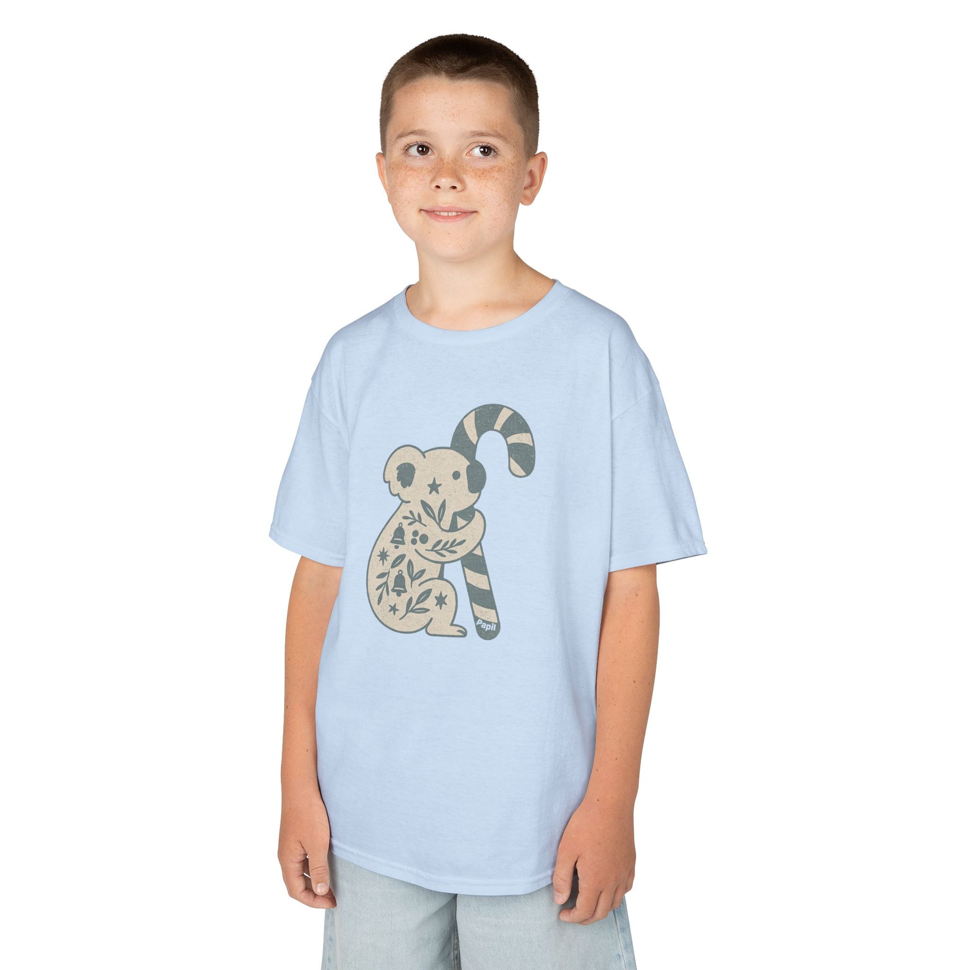 Floral Koala with Candy Cane Christmas Tee | Kids T-Shirt