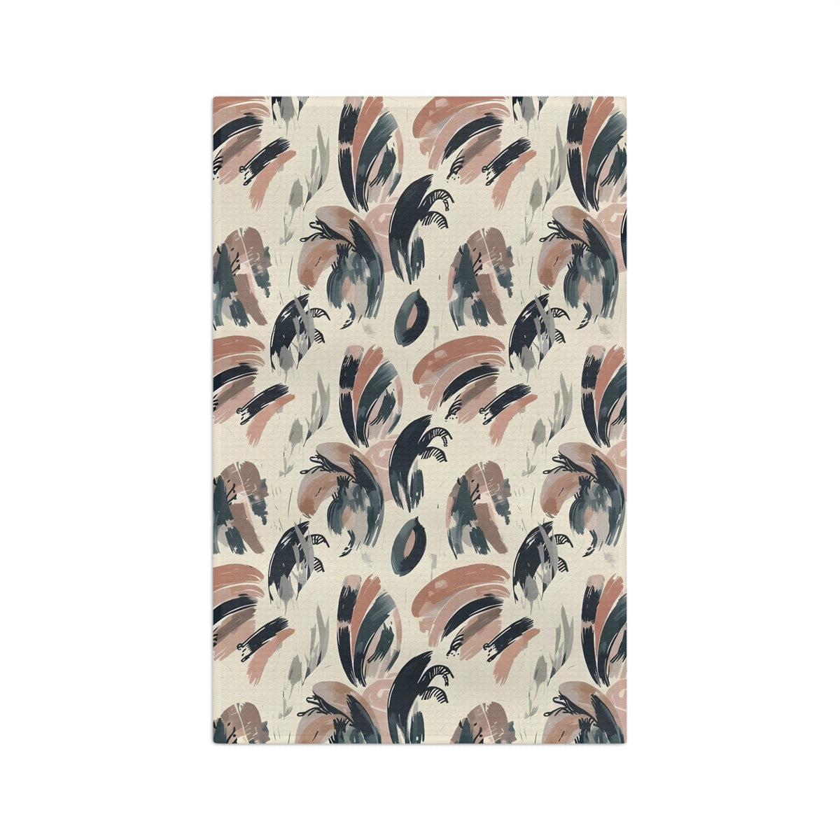 Abstract Brushstroke Leaves Tea Towel | Quick-Dry Microfibre Kitchen Towel 16'' × 25''