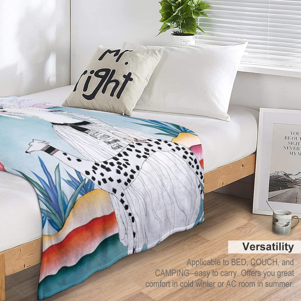 Gentle Companionship – Ultra-Soft Flannel Throw Blanket | Vintage Lady & Dog Art