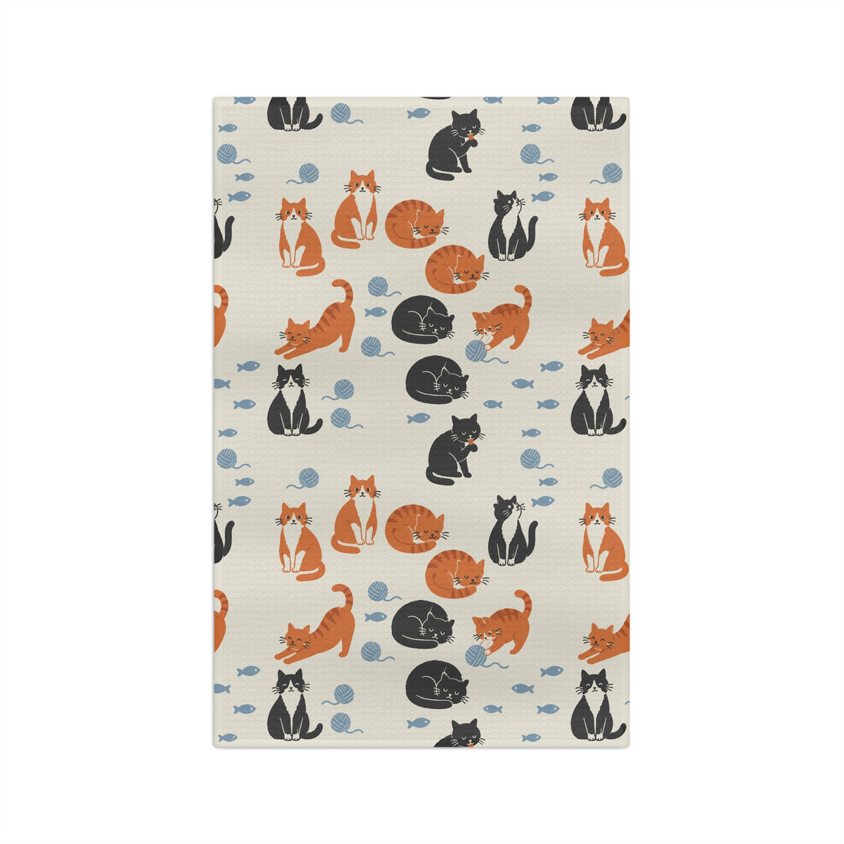 Cats & Yarn Tea Towel | Quick-Dry Microfibre Kitchen Towel 16'' × 25''