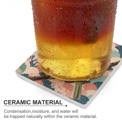 Songbird Serenity Japanese Ukiyo-e Inspired Ceramic Coasters (Set of 4 or 6)