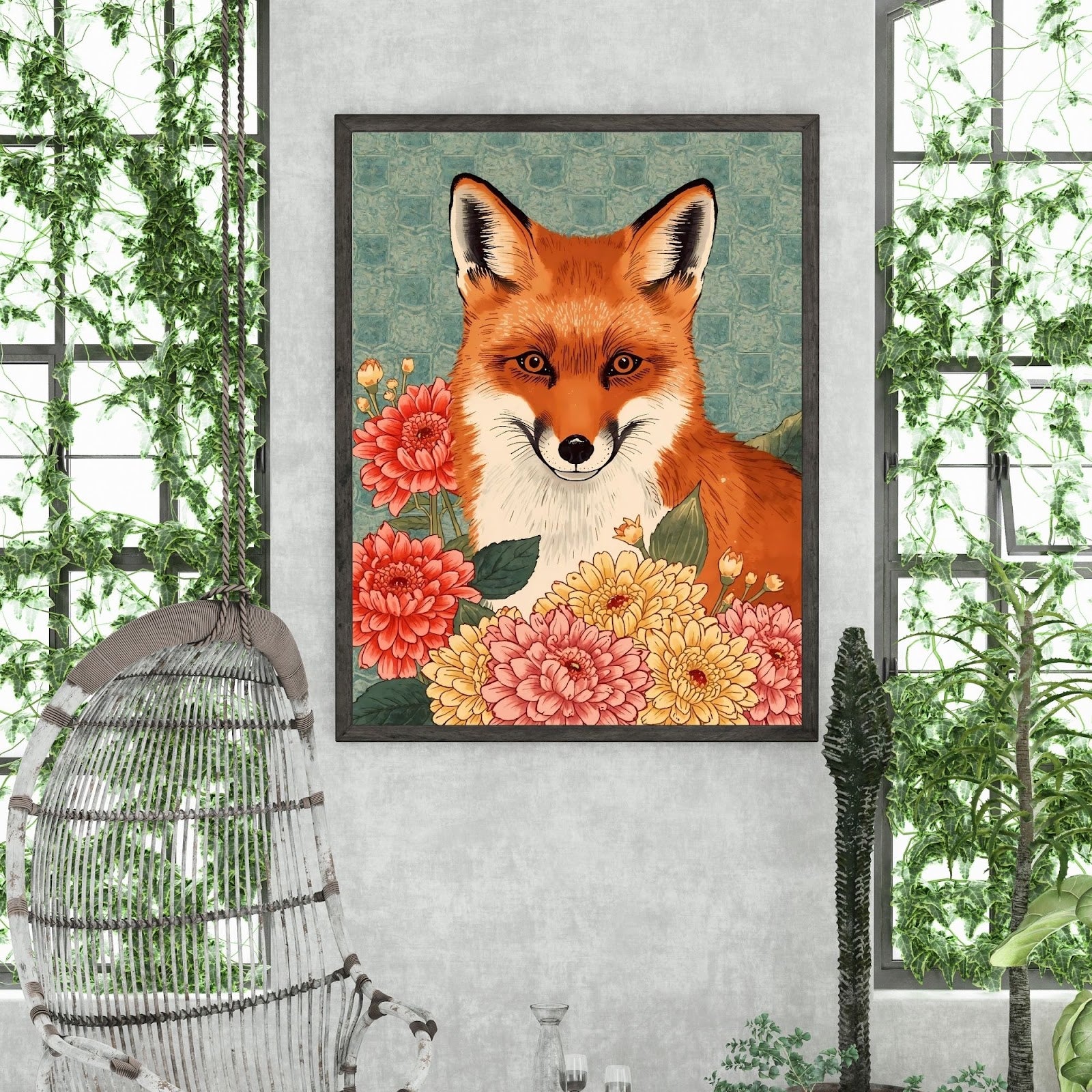 Floral Fox poster lifestyle image