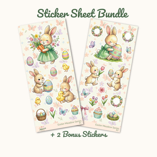 Easter Meadow Bunny & Chick | Planner Set | White Vinyl | Sticker Sheet