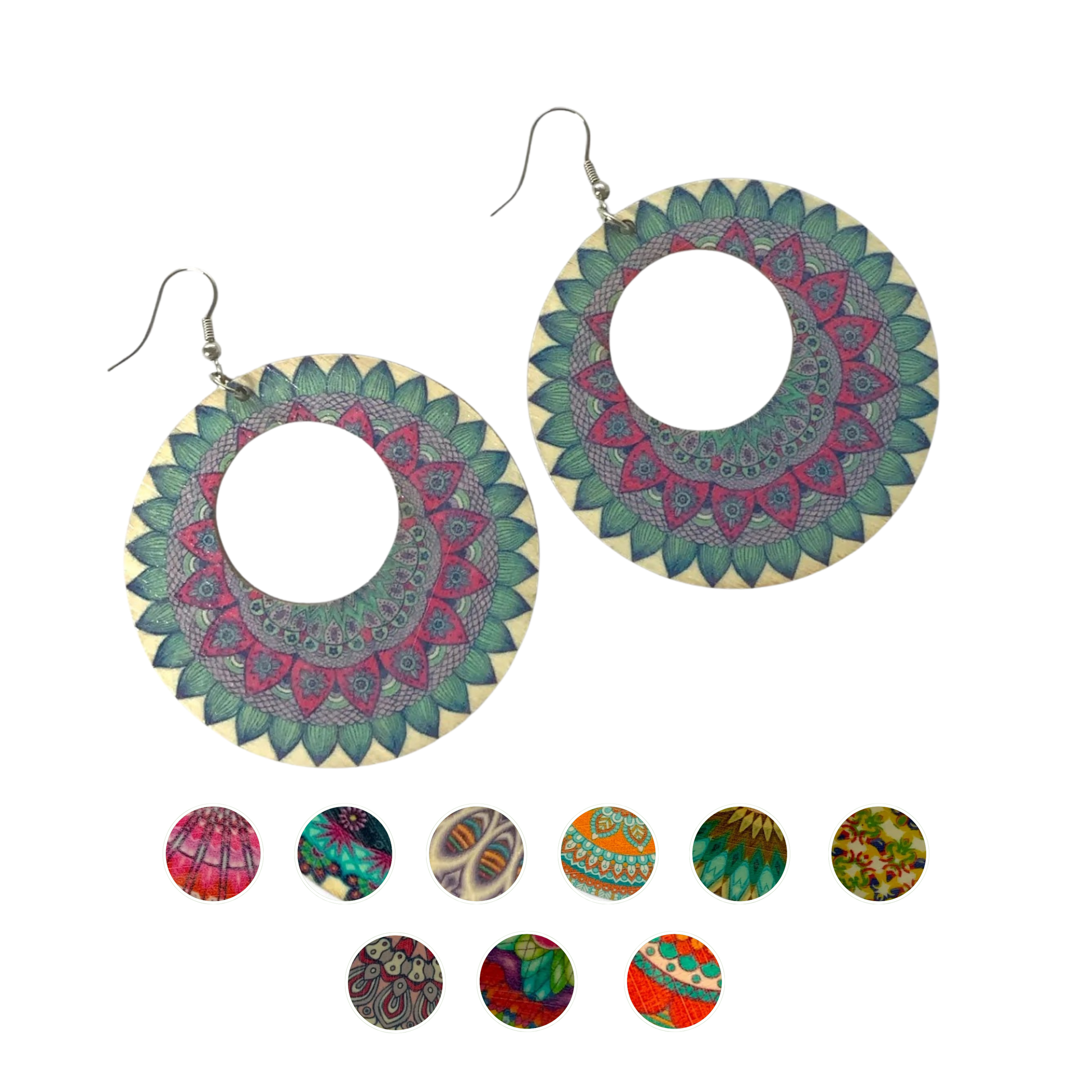 Boho Style Double Sided Wooden Earrings – Handmade Lightweight Jewellery