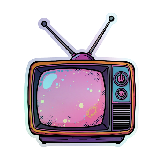 Retro TV Rainbow Holographic Foil Vinyl Sticker